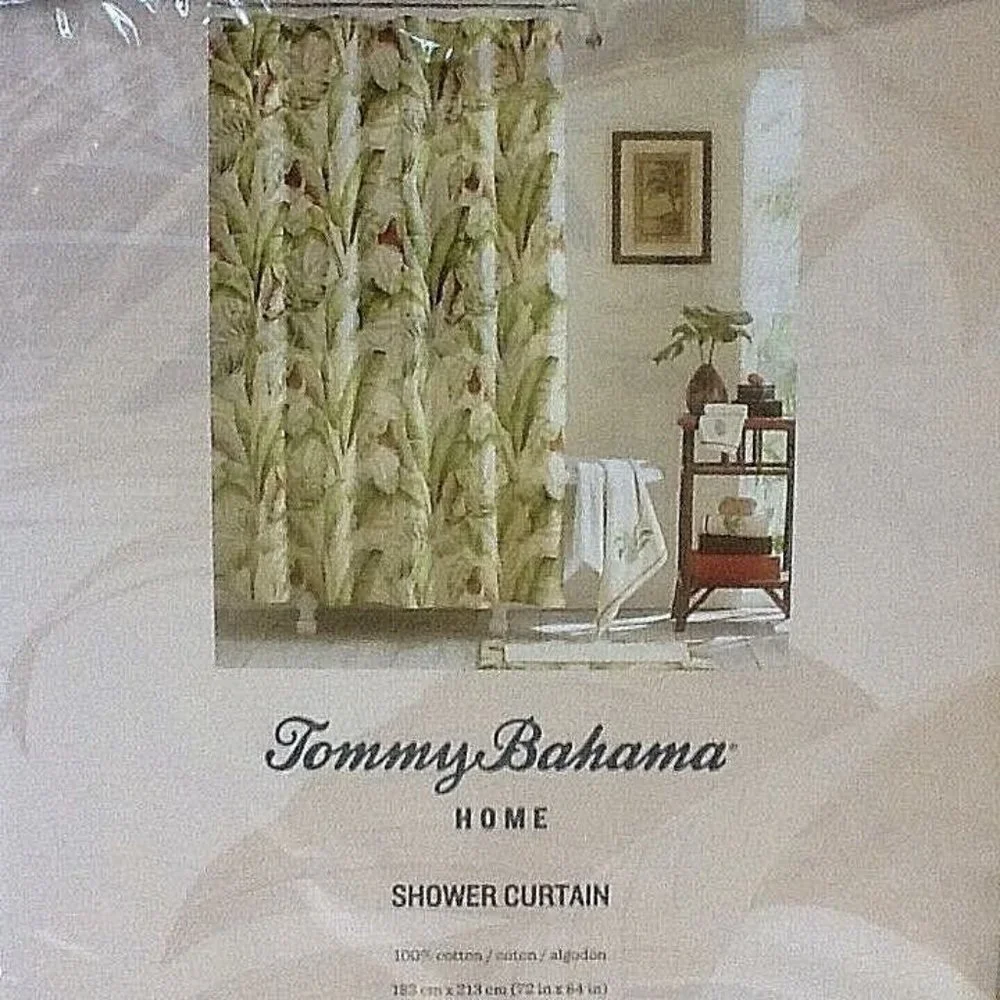 new Tommy Bahama GREEN LEAF PALMIERS 72 x 84 inch Extra Long Shower Curtain